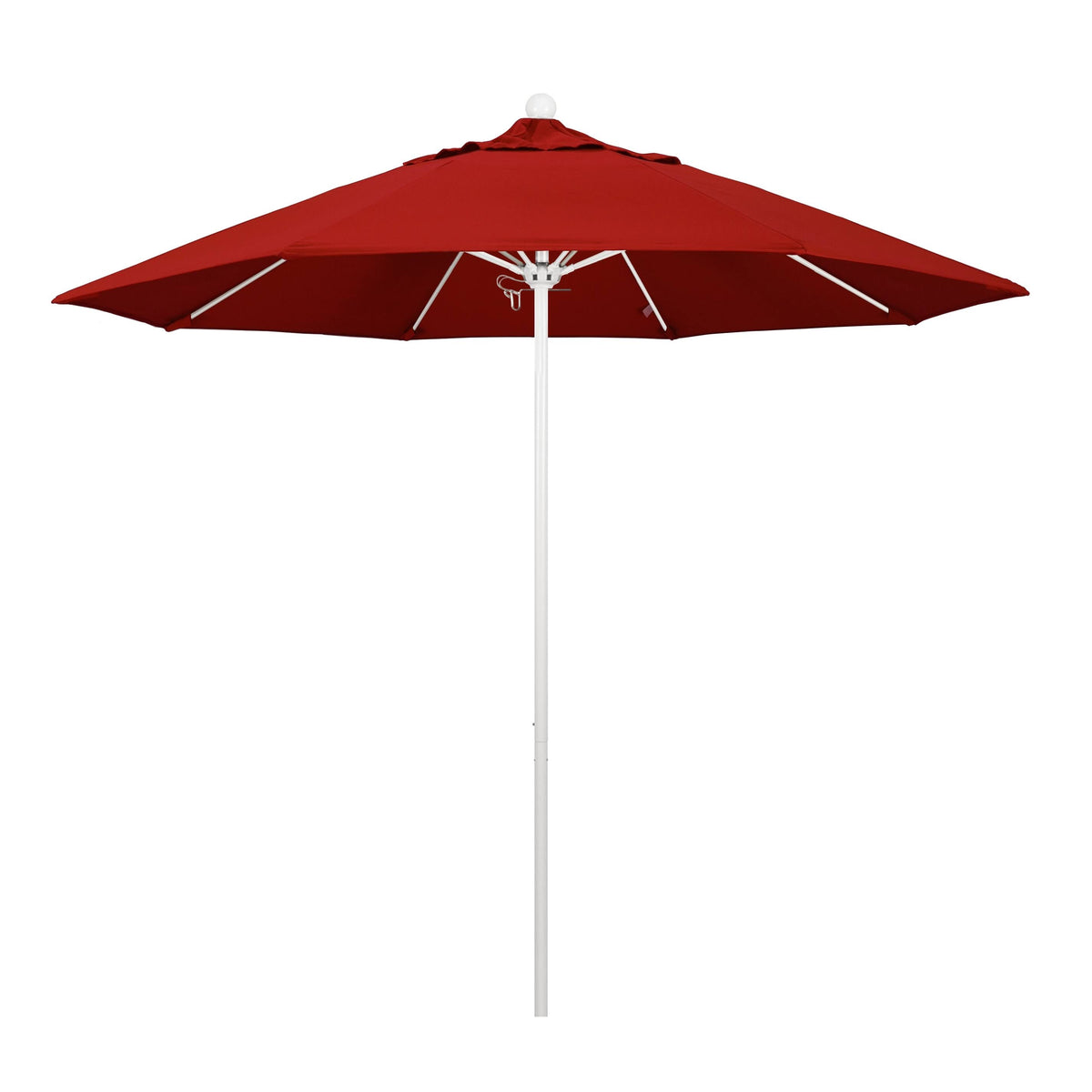 9 Feet Fiberglass Market Umbrella Pulley Open Matted White/Pacifica/Red F554
