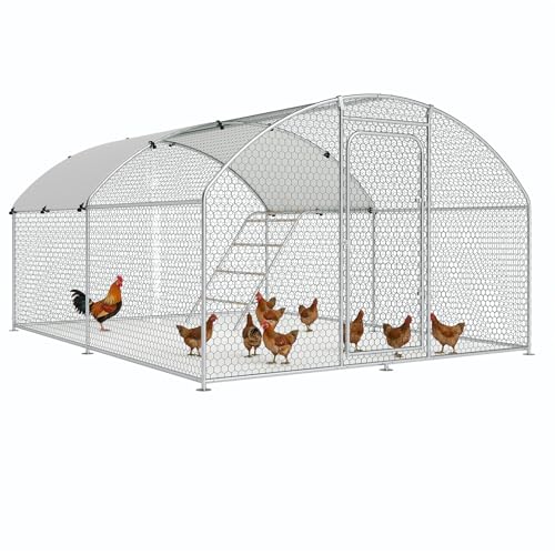 Large Metal Walk-in Chicken Coop with Cover S716547