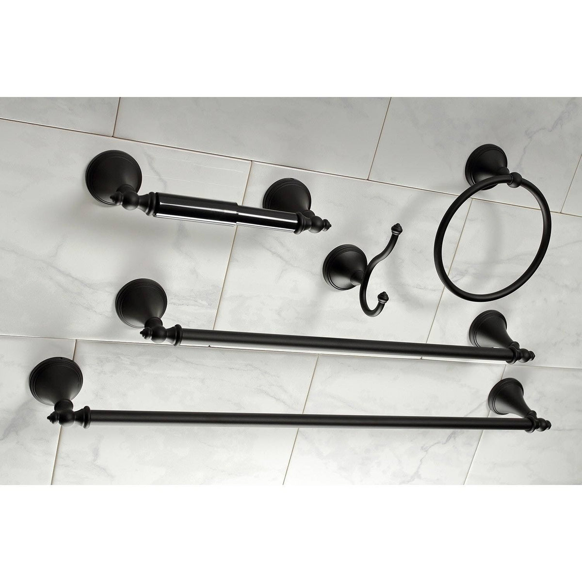 Black 18-inch and 24-Inch Towel Bar Bathroom Accessory Set D500