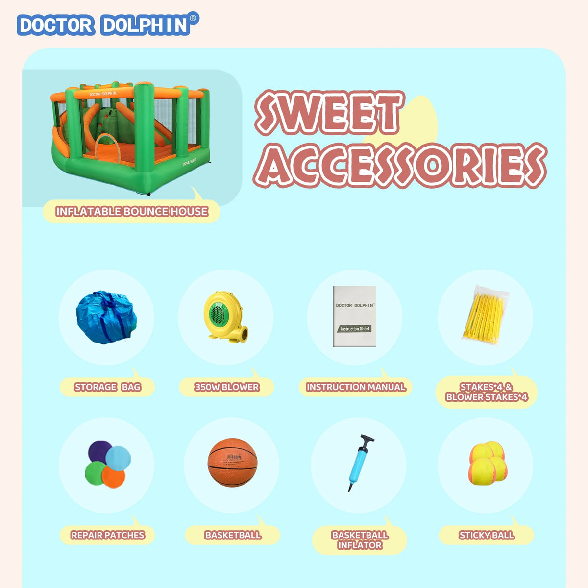 Inflatable Bounce House with Double Slide K649365