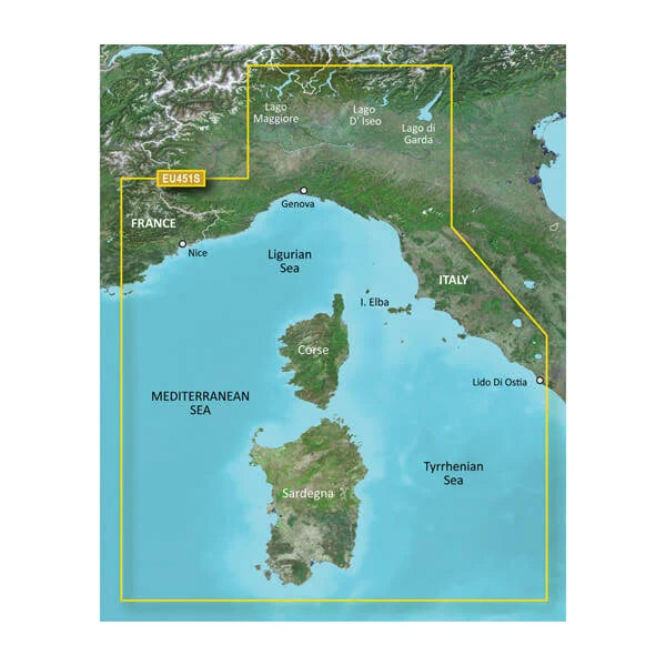 Ligurian Sea, Corsica and Sardinia Maps V2457