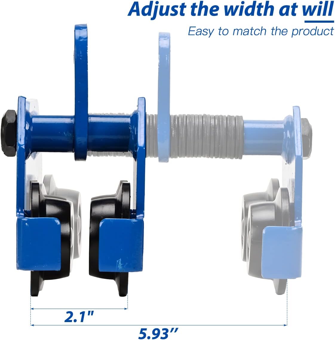 Heavy Duty Push Beam Trolley, 2200LBS Capacity, 2.1-6 in Adjustable Flange, Pack of 2 X8773