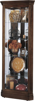 Cherry Bordeaux Finish Corner Curio Cabinet with Four Glass Shelves B24638