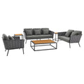 Gray Charcoal 6 Piece Outdoor Aluminum Sectional Sofa Set Q604723