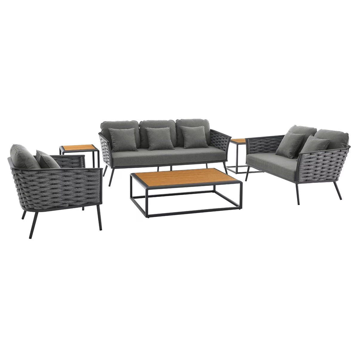 Gray Charcoal 6 Piece Outdoor Aluminum Sectional Sofa Set Q604723