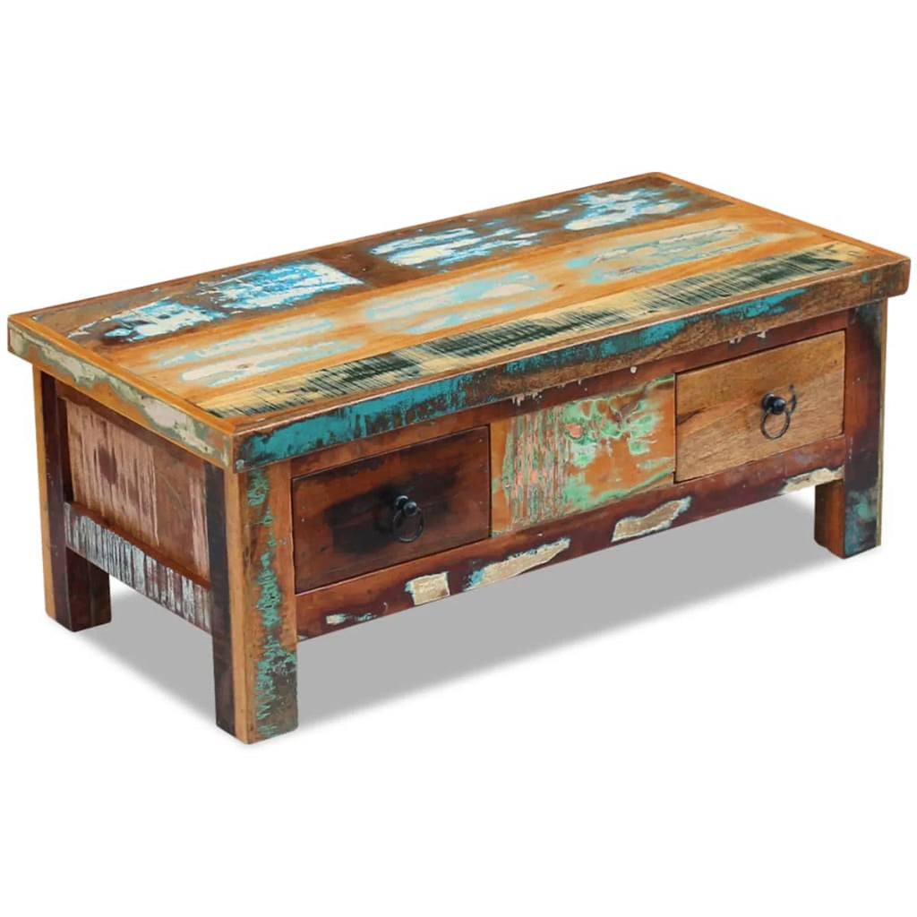 Solid Reclaimed Wood Coffee Table with Drawers C809