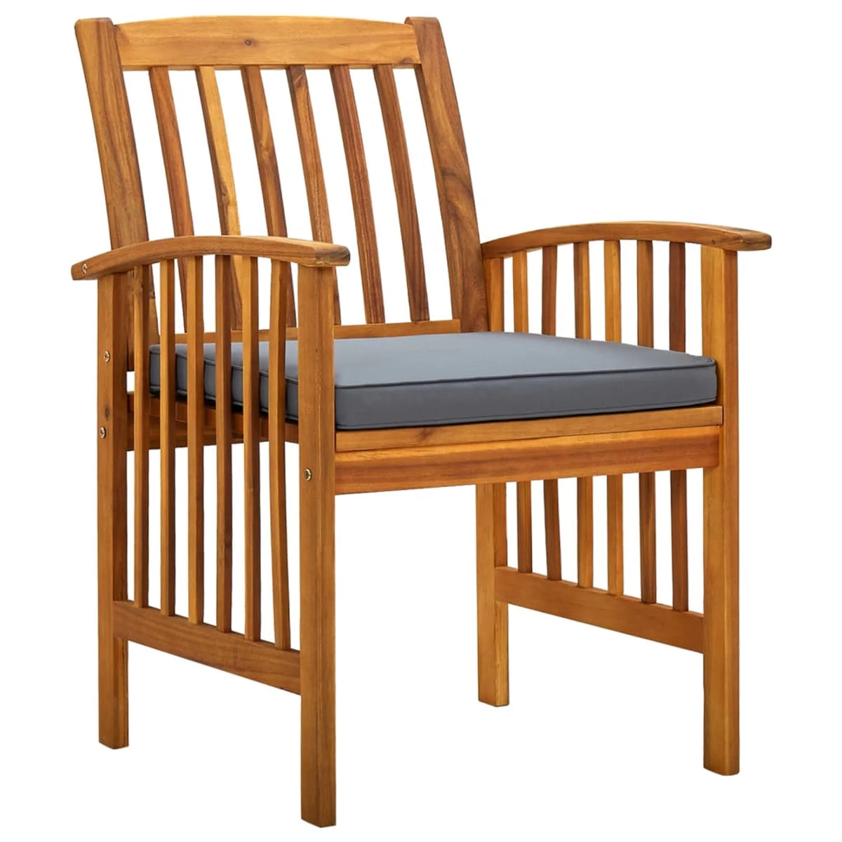 8 Piece Acacia Wood Outdoor Dining Chairs with Dark Gray Cushion N8546
