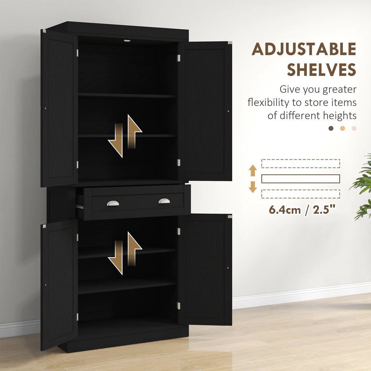 72" Kitchen Pantry Cabinet with 2 Cupboards and Drawer X90605