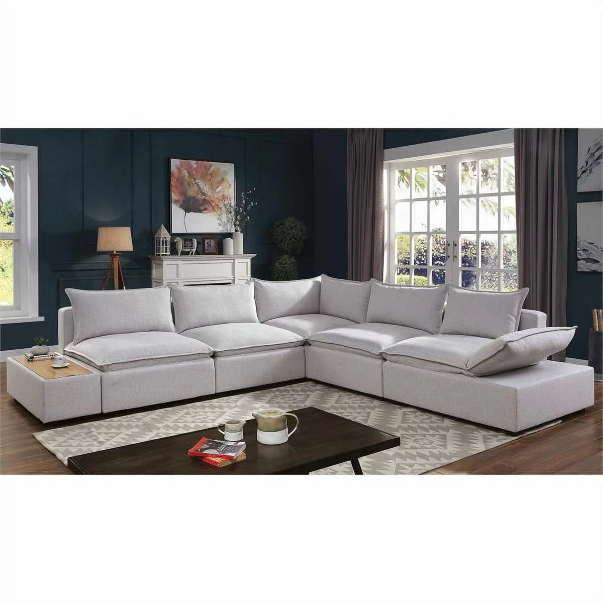 Light Gray Fabric Corner Chair Set of 2 N871278