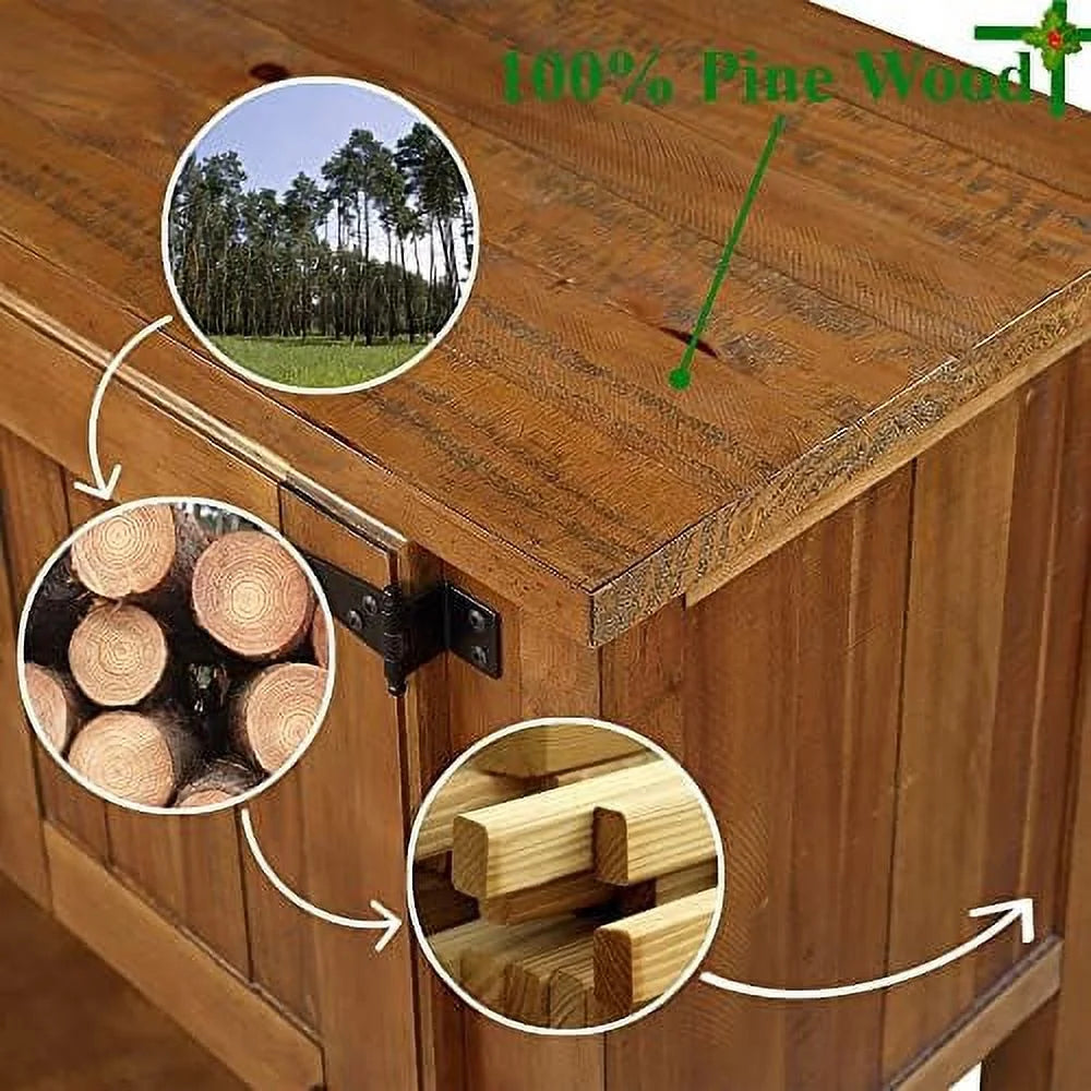 48 Inch Console Table with 2 Drawers and Cabinets Solid Wood Sideboard H508136