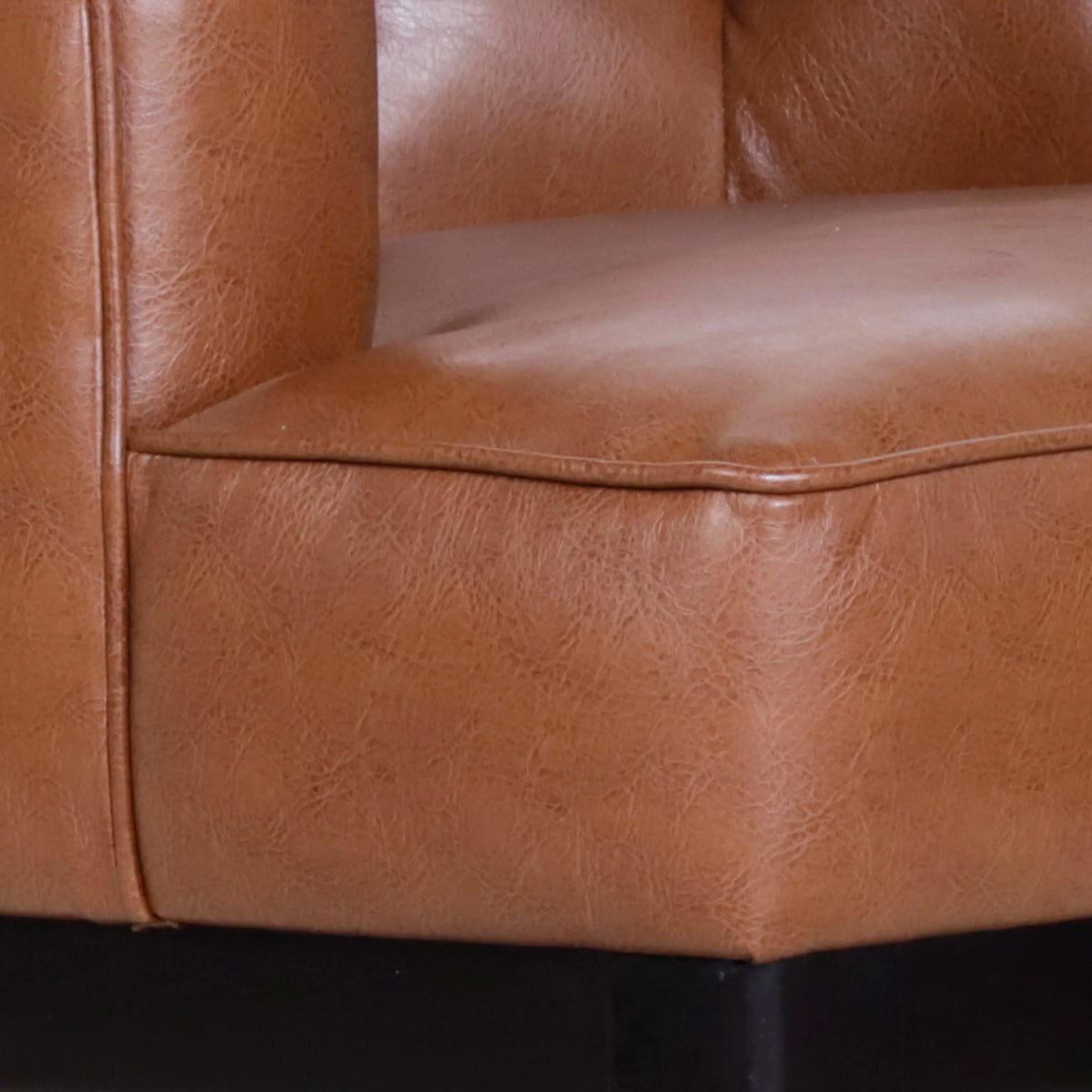 Cognac Brown and Dark Brown Faux Leather Tufted Club Chair W62094