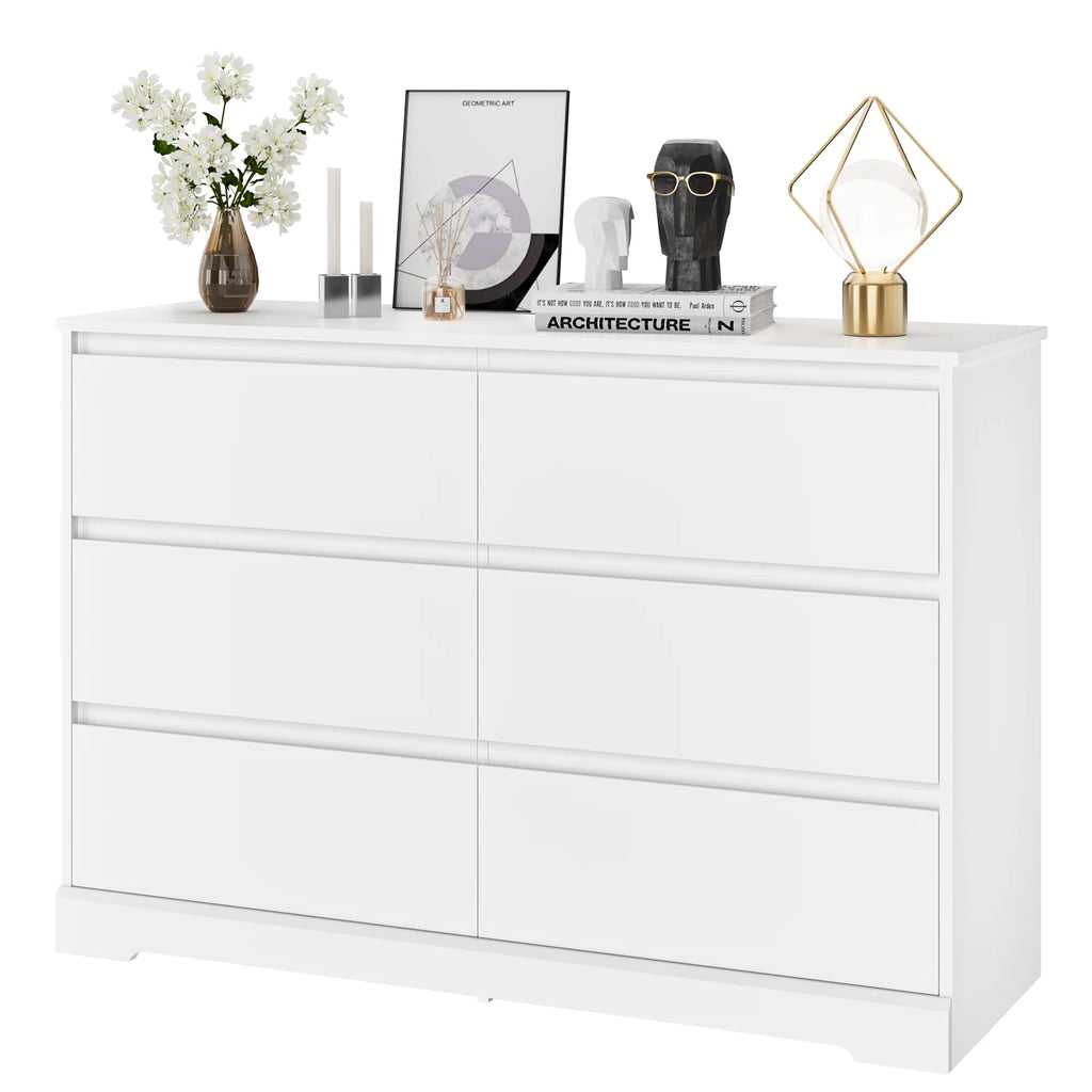 White 6 Drawer Wood Dresser O416