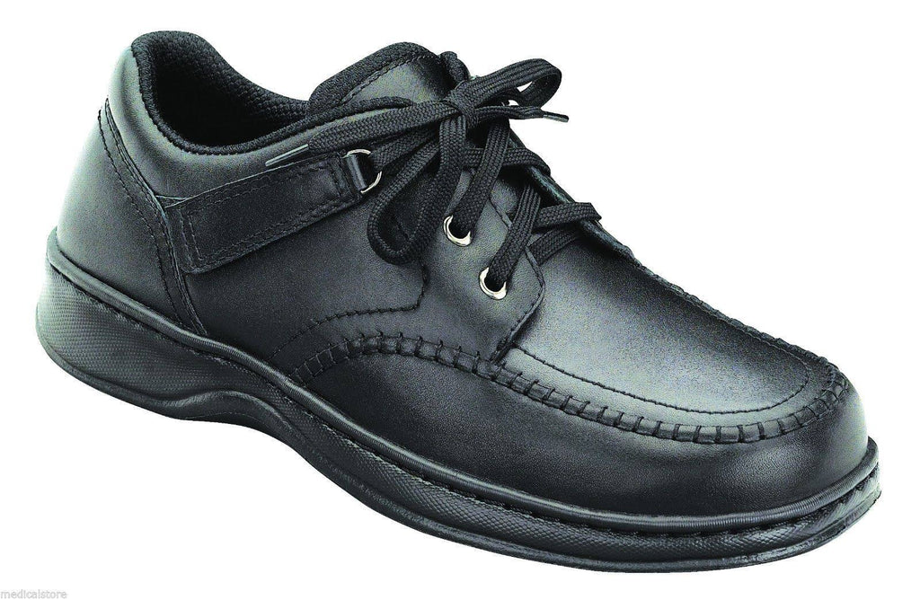 Black Leather OrthoFeet Shoes J1811