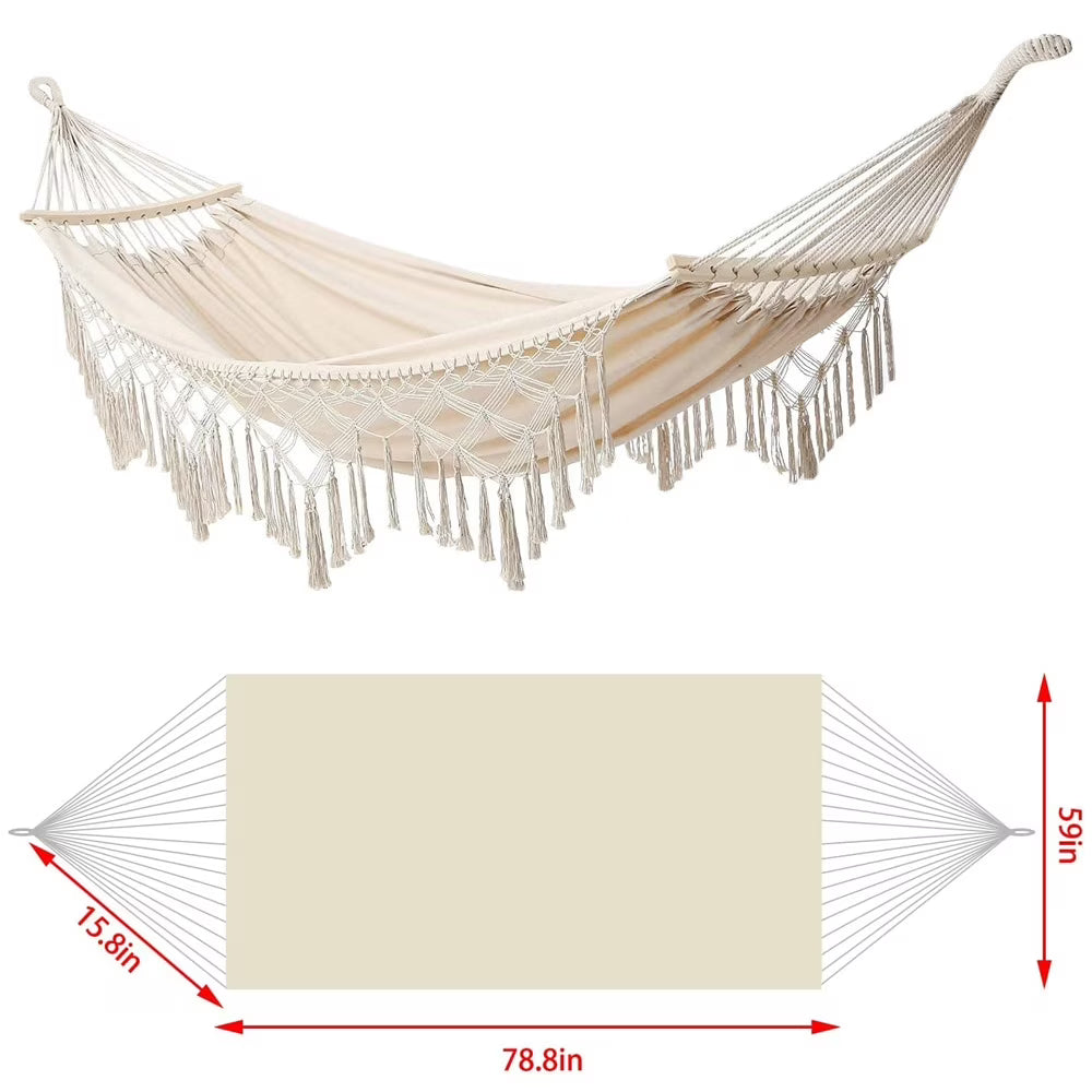 Double Macrame Hammock Swing Bed U543441