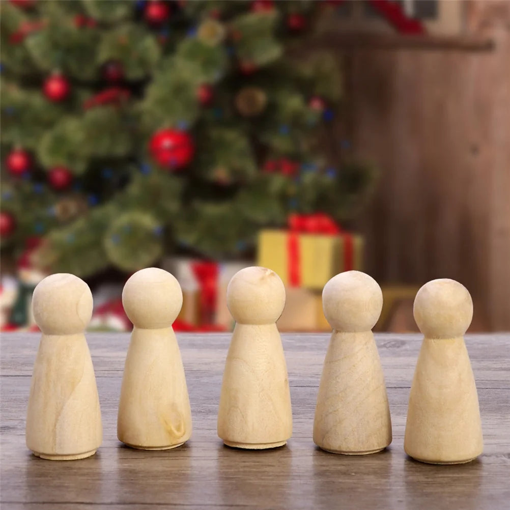 10 Pcs Wooden Bamboo Peg Dolls to Paint R801536
