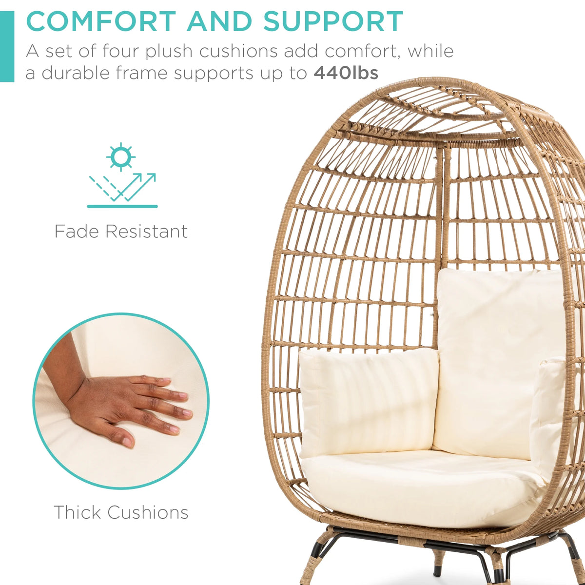 Oversized Wicker Egg Chair with Steel Frame B1776