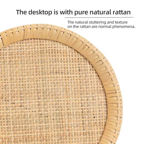 Rattan Round Small Side Table with Solid Wood Leg X5326