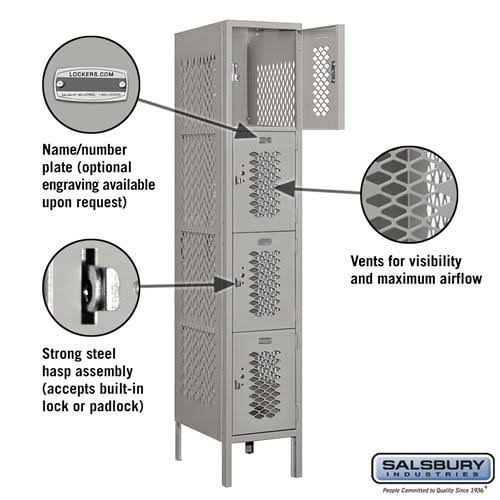 Blue Four Tier Vented Metal Locker M24393