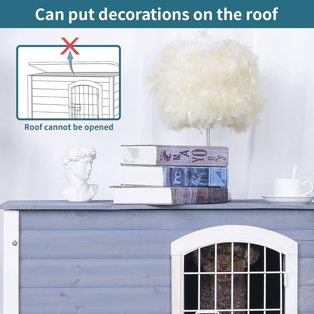 Indoor Wood Dog House with Elevated Floor G220