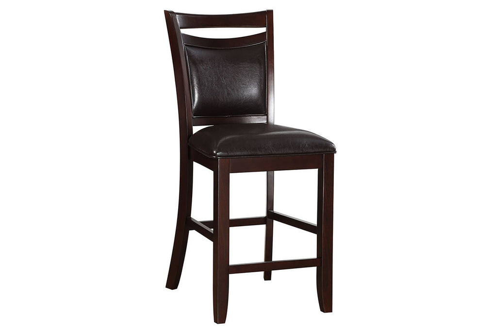 Set of 2 Counter Height Chairs Brown Wood Faux Leather K408