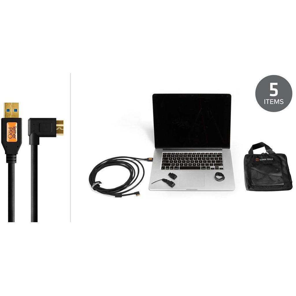 Black USB 3.0 Micro-B Cable Starter Tethering Kit Y651