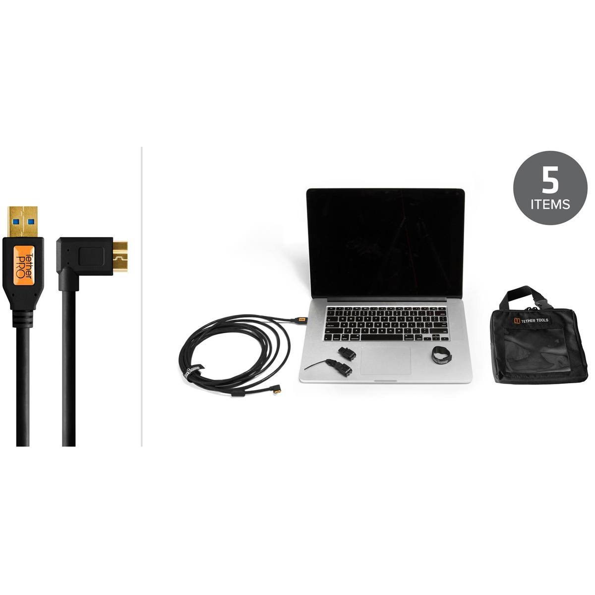 Black USB 3.0 Micro-B Cable Starter Tethering Kit Y651