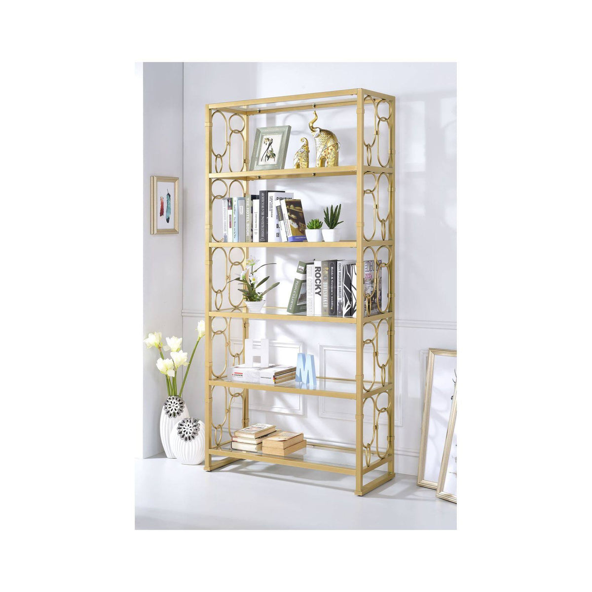 Clear Glass & Gold Bookshelf U166167