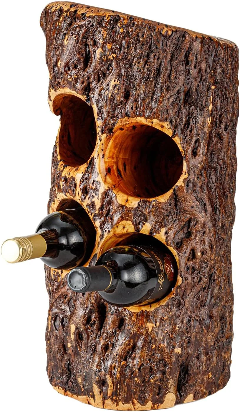 Handcarved Wood Wine Bottle Holder Y642056