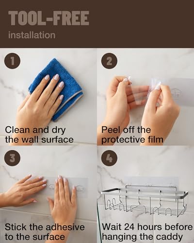 Black Adhesive Shower Caddy 6-Pack Y61935