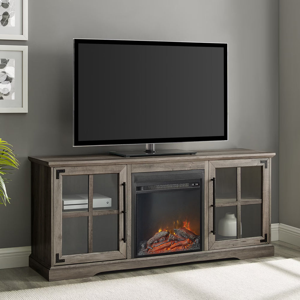 Gray Wash Fireplace TV Stand M8452