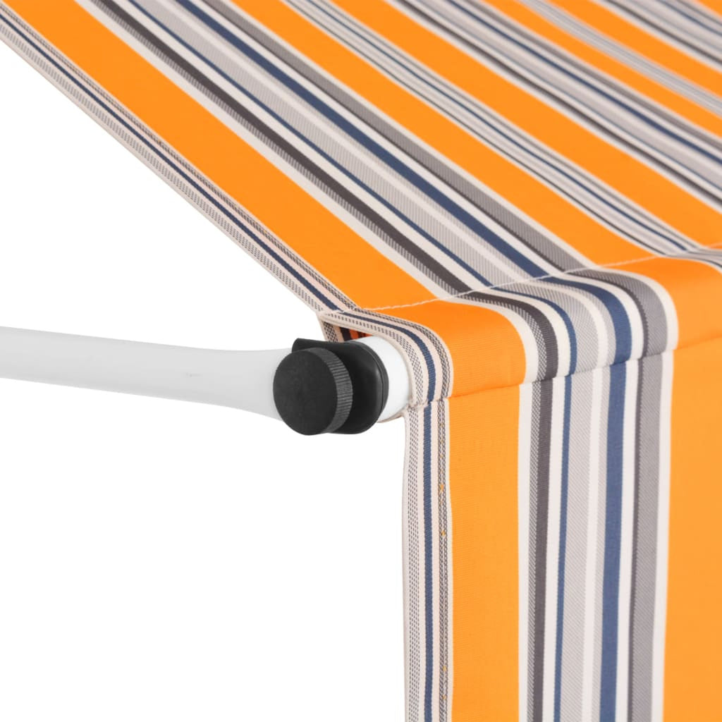 Manual Retractable Awning 78.7" Yellow and Blue Stripes V45949