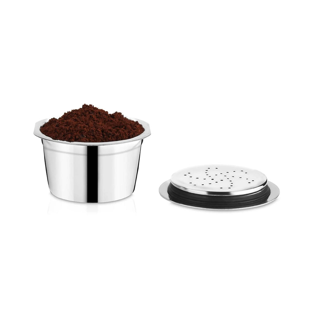 Stainless Steel Reusable Coffee Capsule with Spoon and Brush, 4Pcs Set P5254