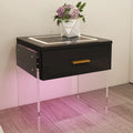 Black Nightstand with Wireless Charging Station and LED Lights X135315