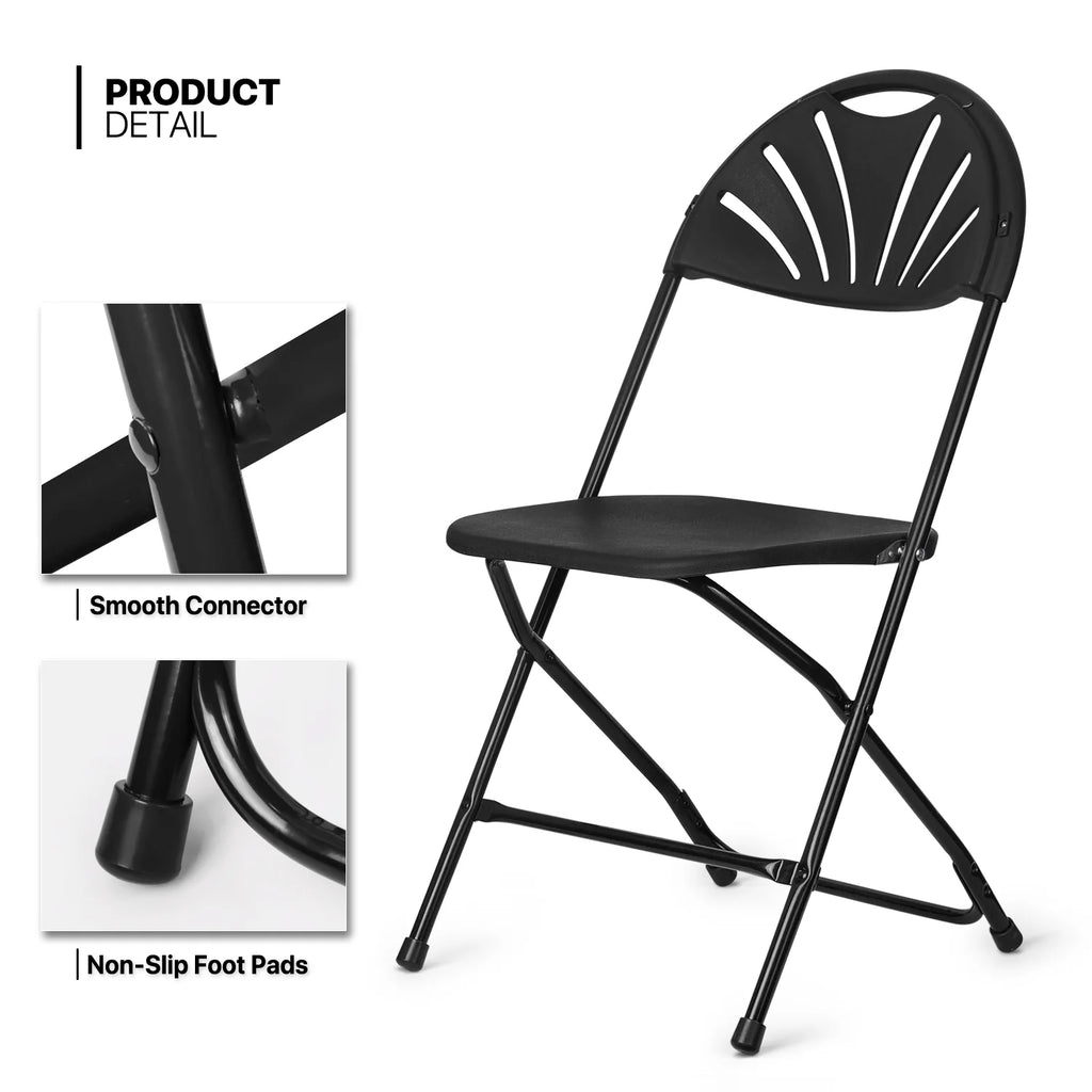 11 Pieces 8 Ft Heavy Duty Plastic Folding Utility Dining Table and Chair Set, White/Black A88579