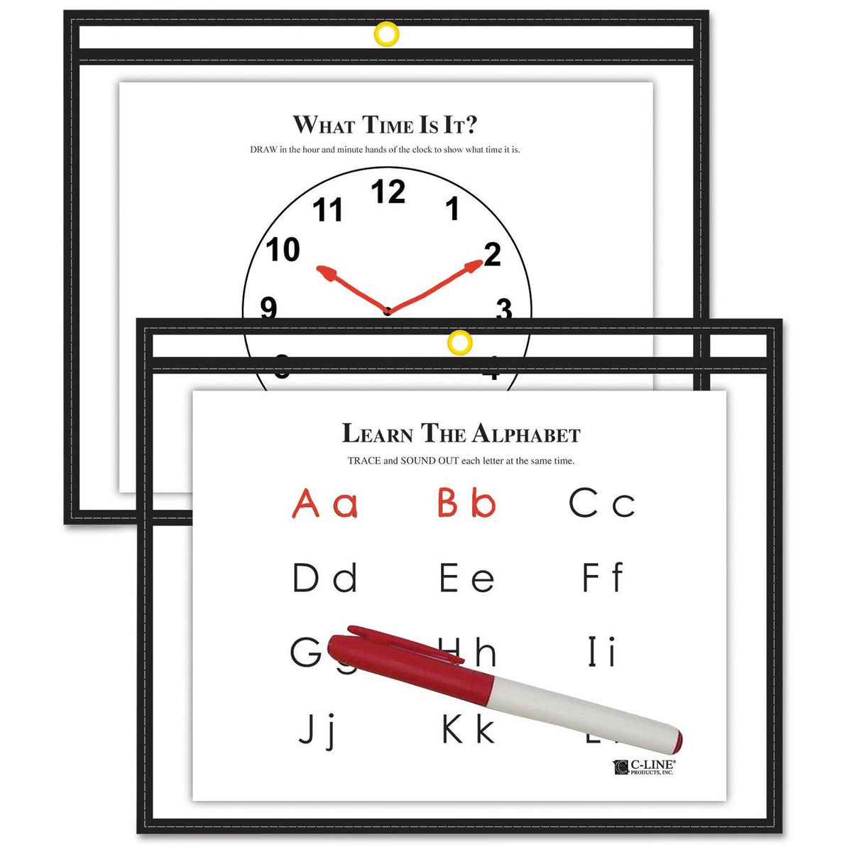 9 x 12 Black Dry Erase Pockets L4435
