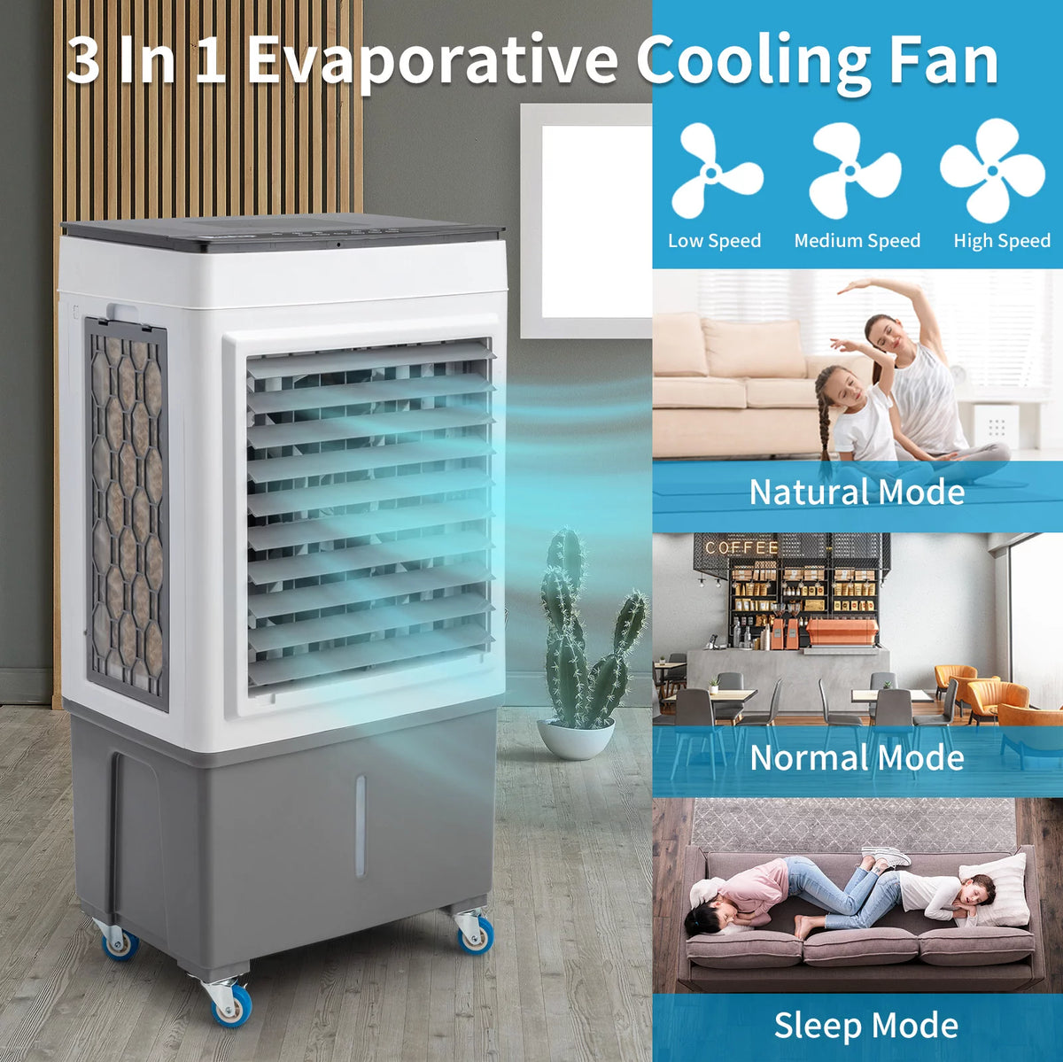 Portable Evaporative Cooler with Remote Control, 40L Water Tank W30635