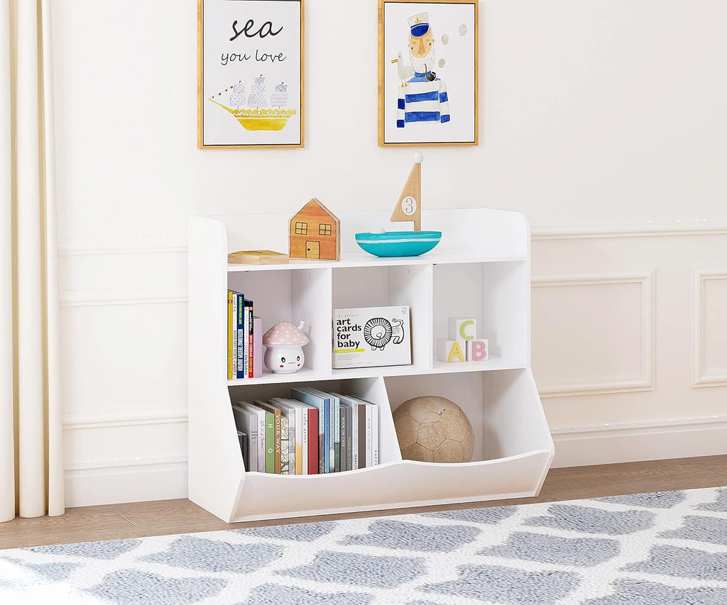 White Toy Storage Organizer with Bookcase A94881