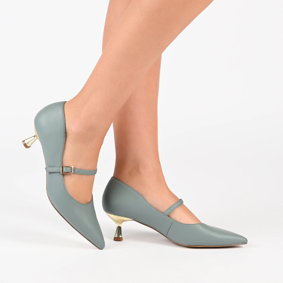Pointed Toe Kitten Heel Mary Jane Pumps L354