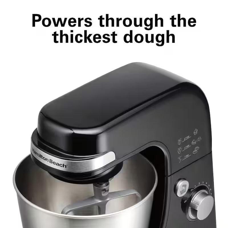 Black 4 qt. 7-speed Stand Mixer with Dough Hook, Whisk and Flat Beater Attachments U2040