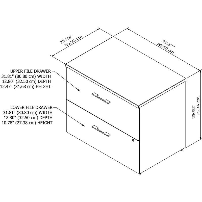 2 Drawer Lateral File Cabinet in Modern Hickory Engineered Wood G491331