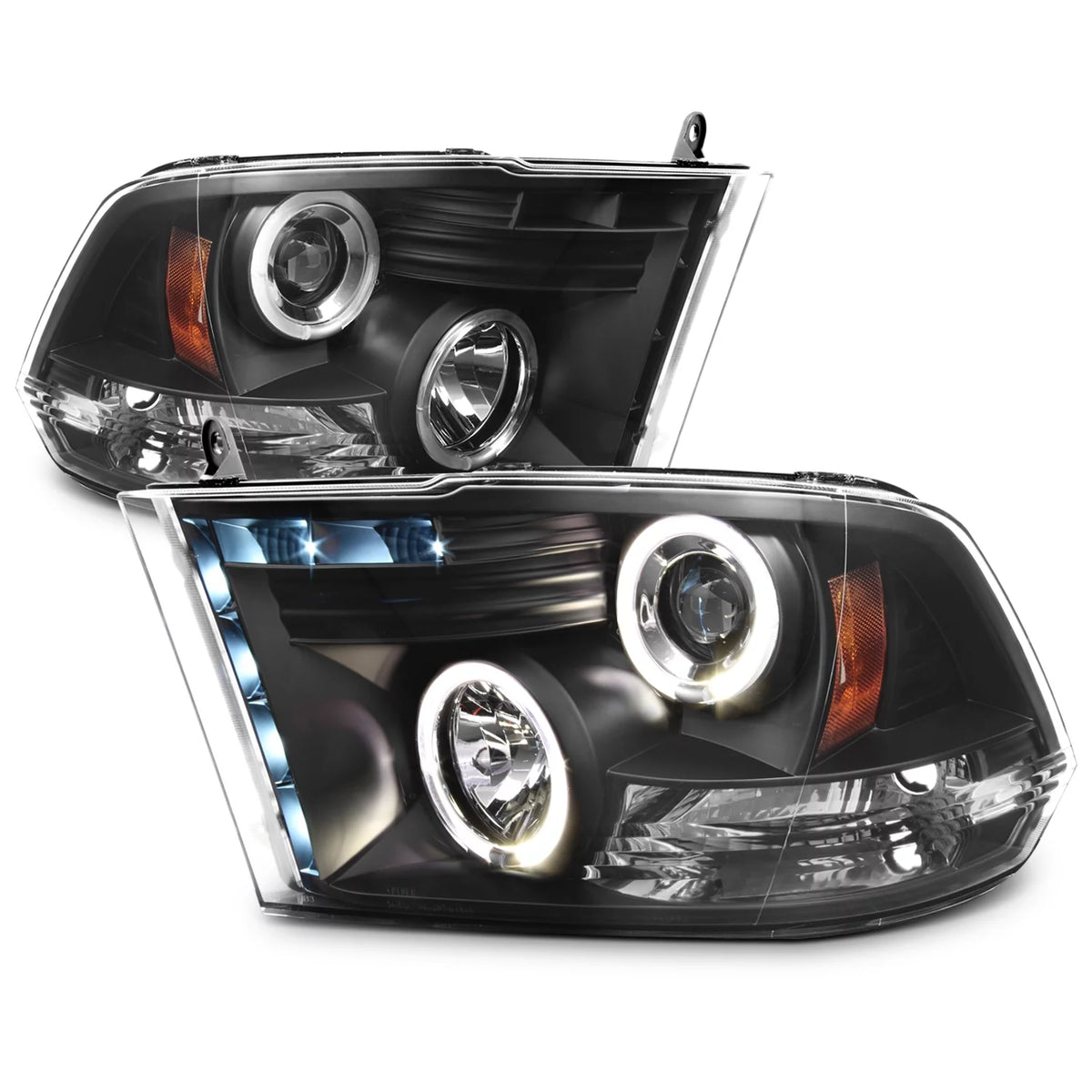 For 2009-2018 Dodge Ram Black Housing LED Projector Headlights + Smoke Lens Tail Lights Y573