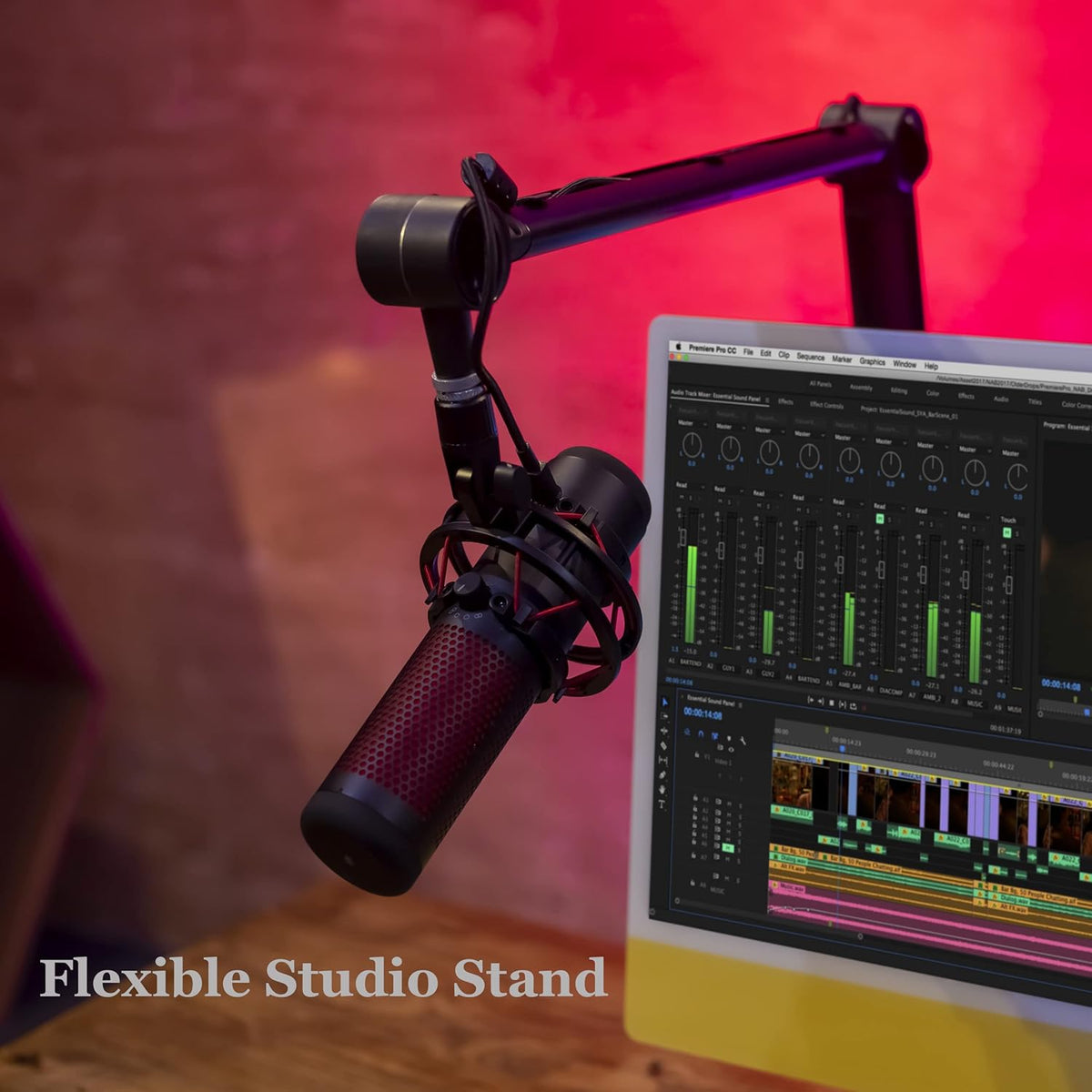 Microphone Boom Arm with Desk Mount, 360° Rotatable, Adjustable and Foldable Scissor Mounting C551