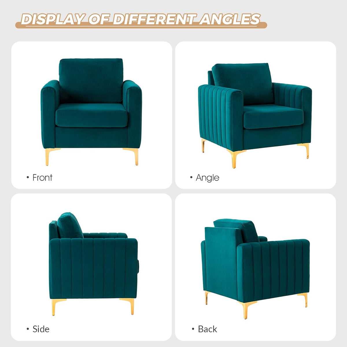 Teal Velvet Accent Club Chair with Metal Legs C75117
