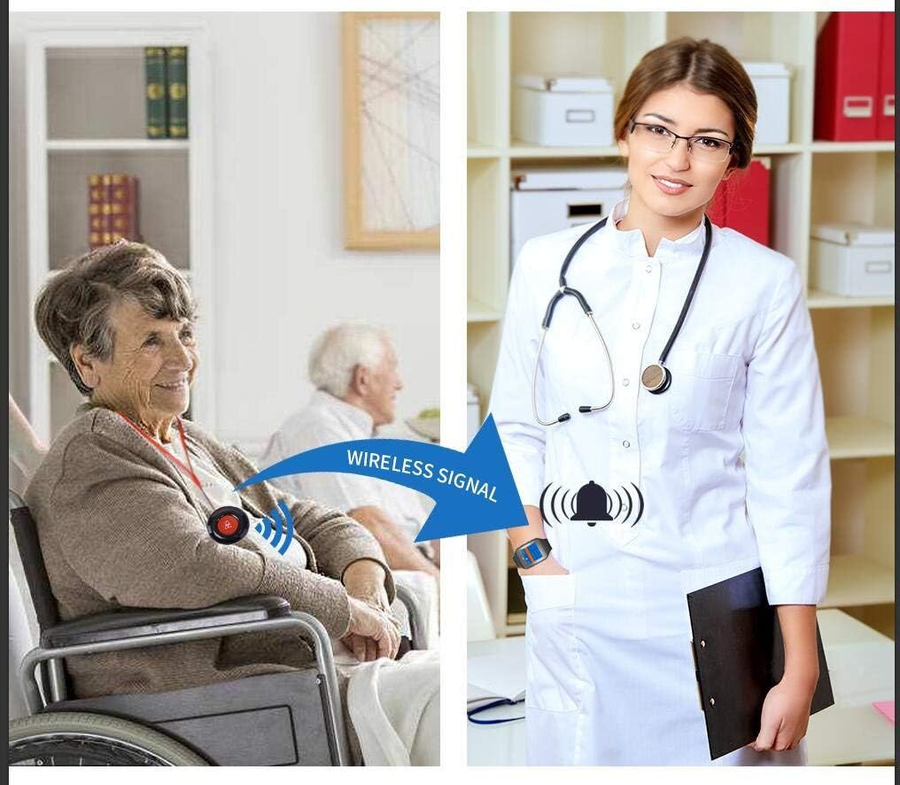 Wireless Wrist Pager Nurse Calling Alert System 1 Receiver 5 PCS Call Buttons Y4817