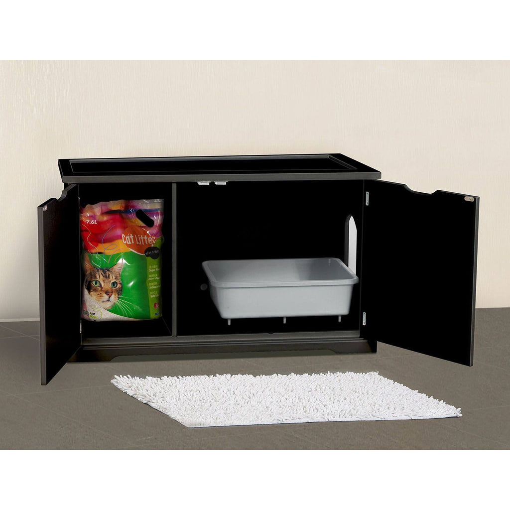 Black Decorative Bench with Enclosed Cat Litter Box H721690