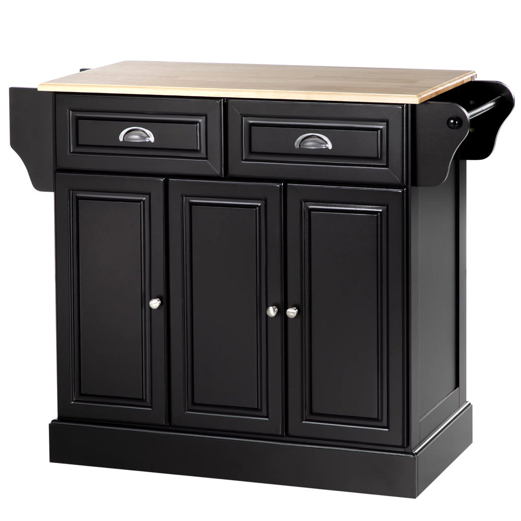 Kitchen Island on Wheels Black Storage Cabinet R45551