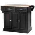 Kitchen Island on Wheels Black Storage Cabinet R45551
