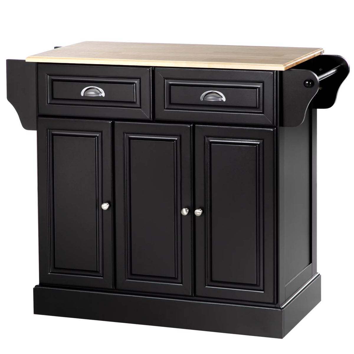 Kitchen Island on Wheels Black Storage Cabinet R45551