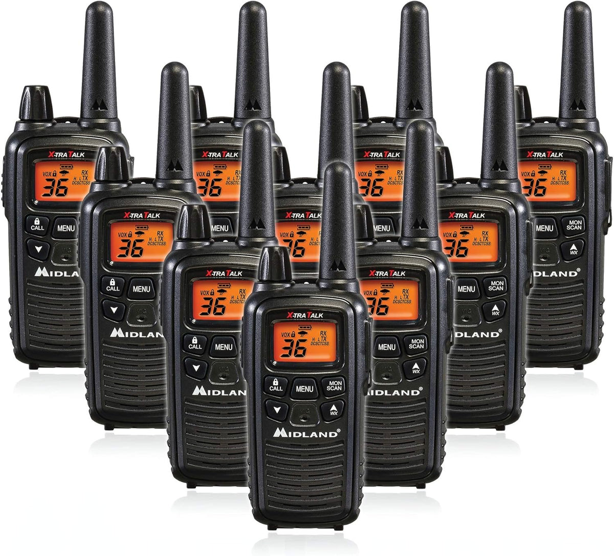 36 Channel FRS Two-Way Radio Walkie Talkie Black Pack of 10 T805