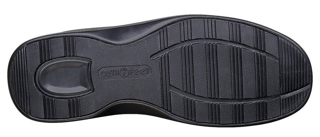 Black Leather OrthoFeet Shoes J1811